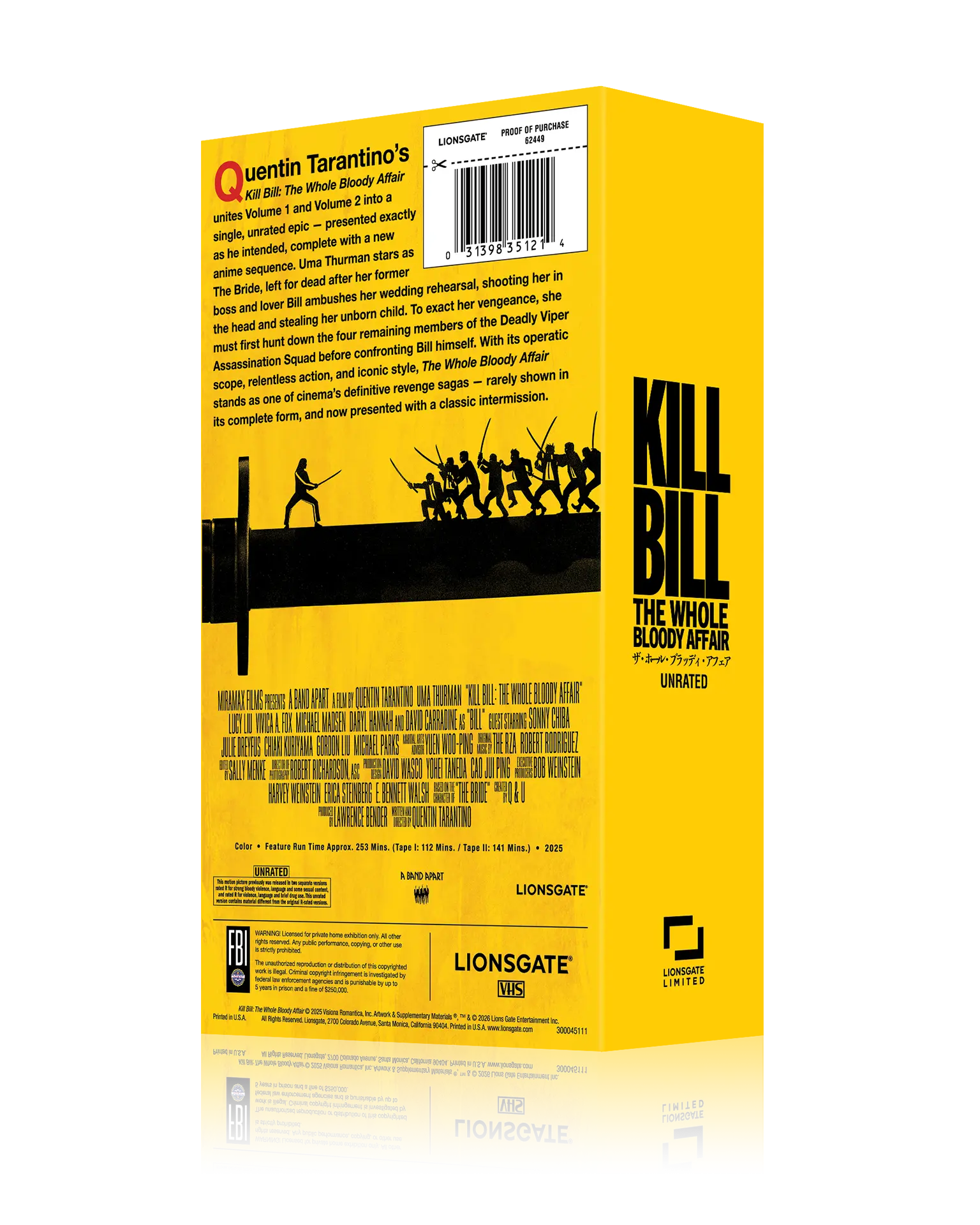 KILL BILL: THE WHOLE BLOODY AFFAIR VHS – BE KIND, REWIND EDITION - Image 6